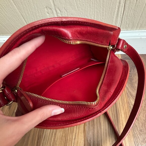 A.P.C. Demi-lune Leather Burgundy Bordeaux Red Crossbody Bag Purse - Picture 14 of 14